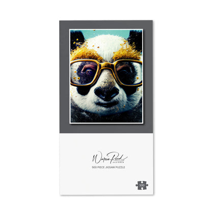 Panda With Golden Glasses Splashart Jigsaw Puzzle