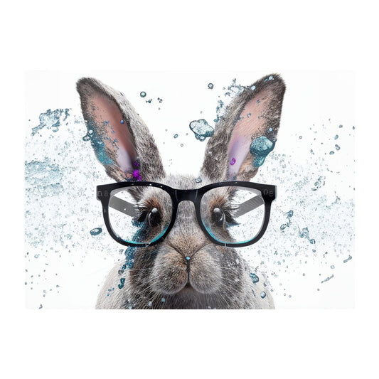 Rabbit With Glasses Splashart Glass Chopping Board