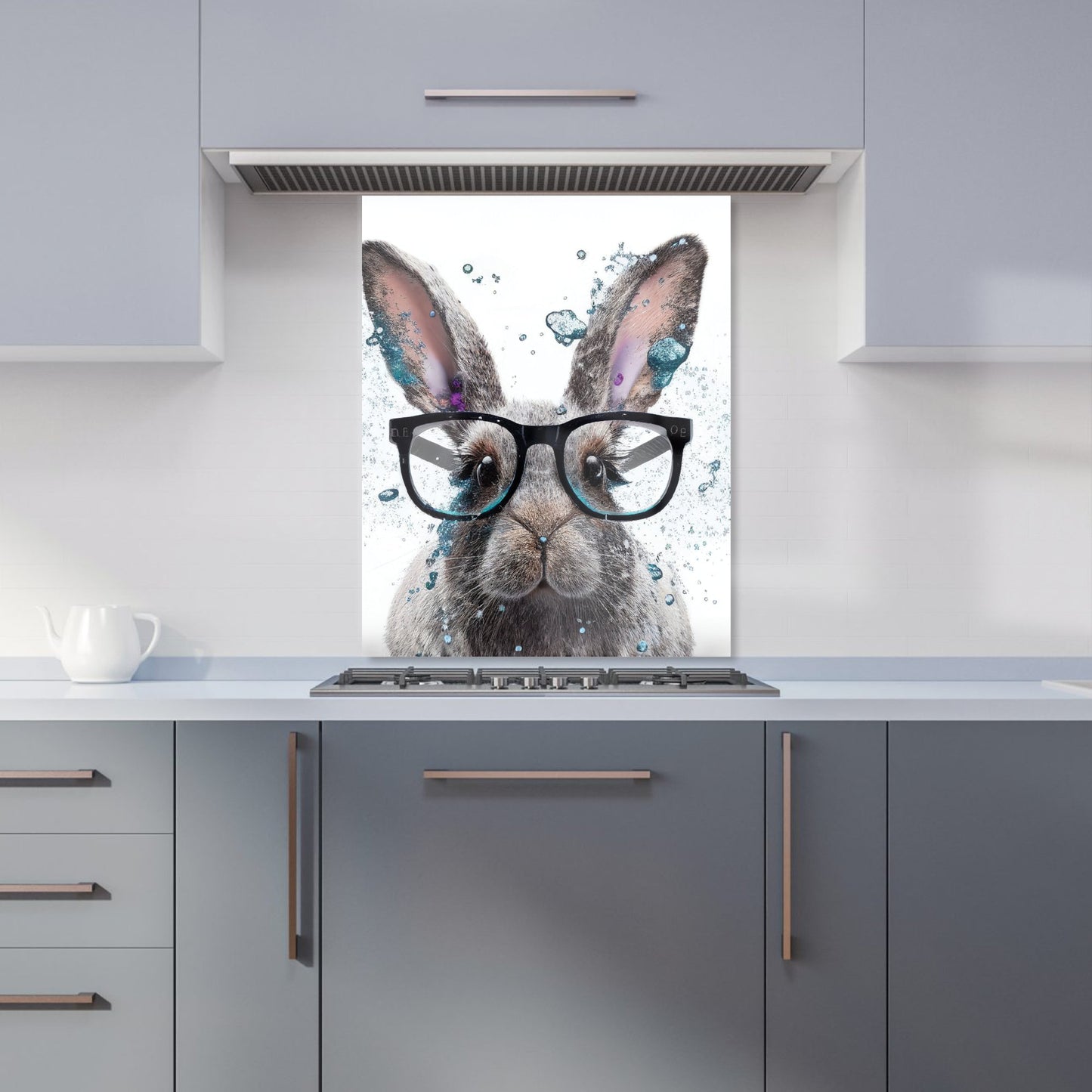 Rabbit With Glasses Splashart Kitchen Splashback