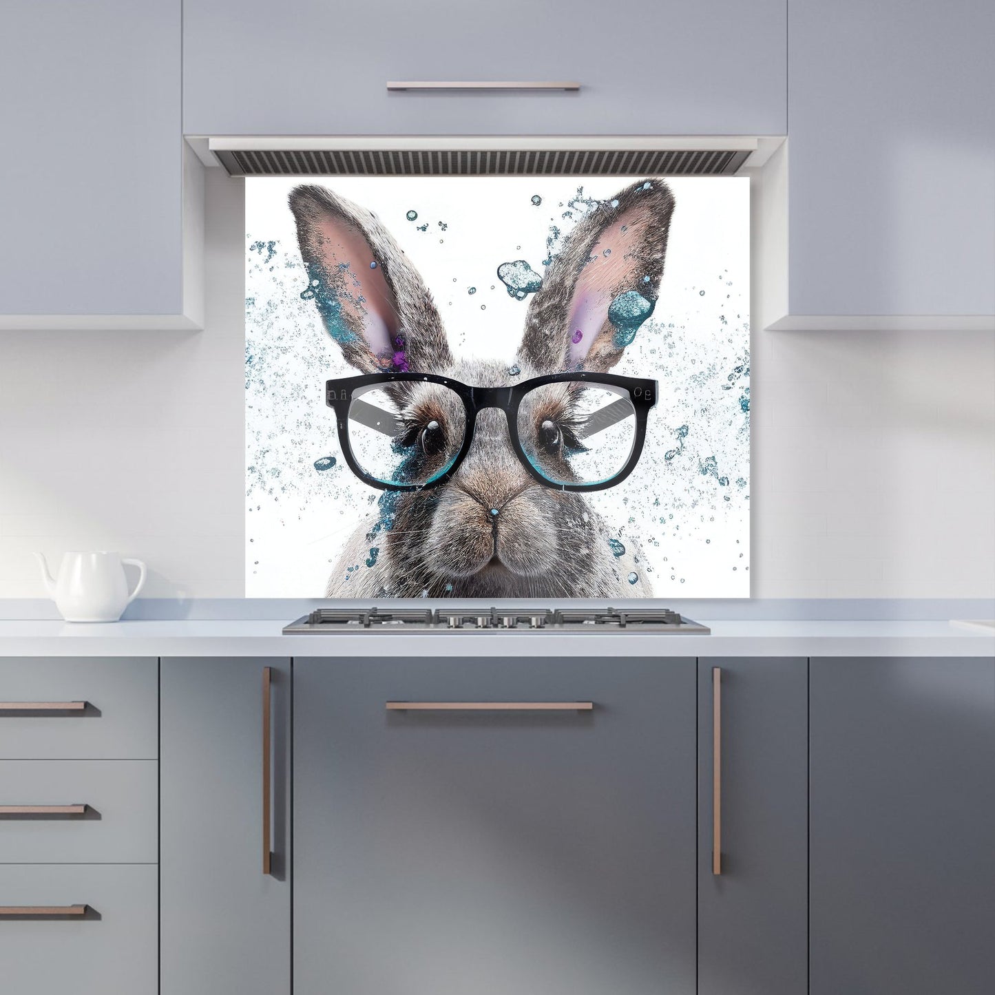 Rabbit With Glasses Splashart Kitchen Splashback