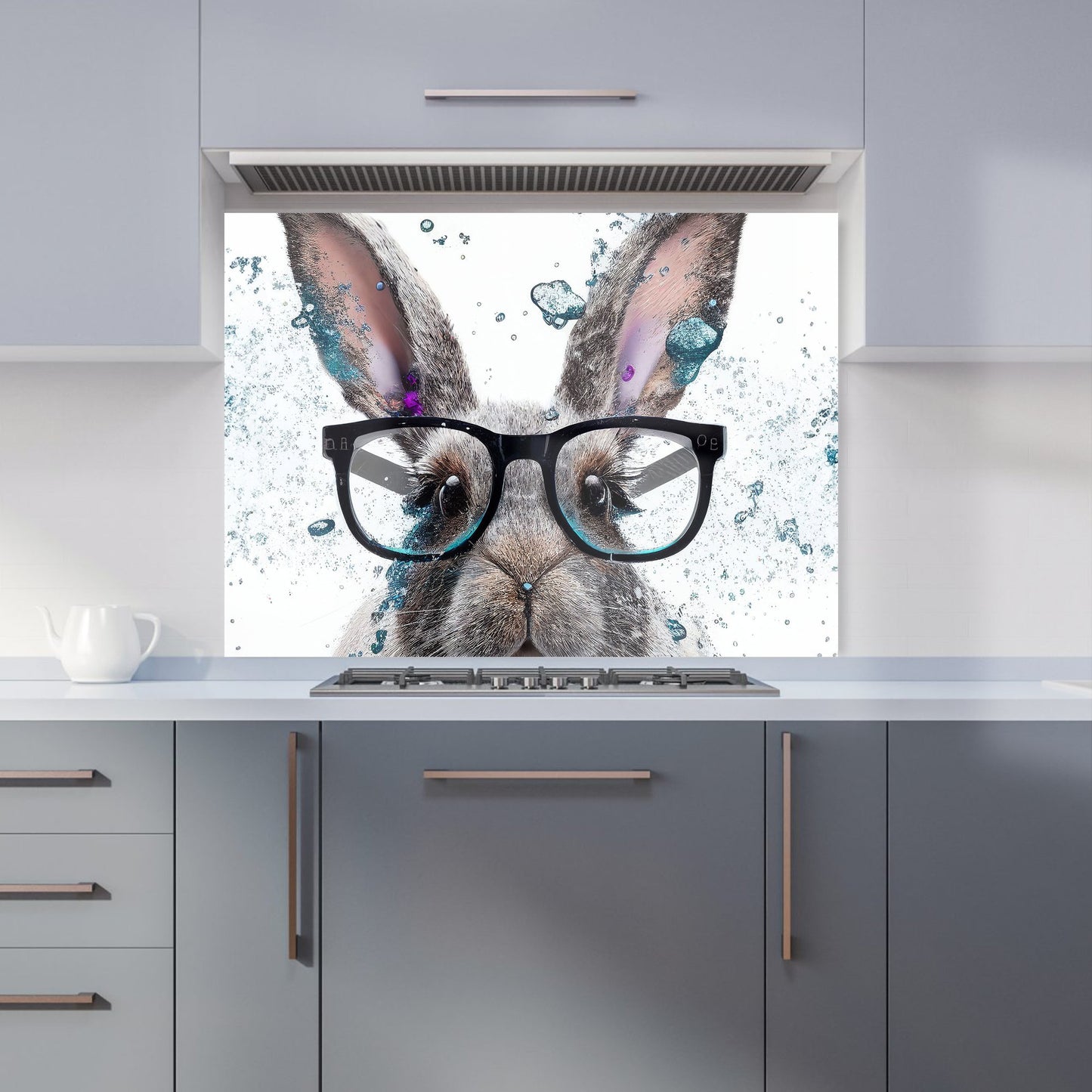 Rabbit With Glasses Splashart Kitchen Splashback