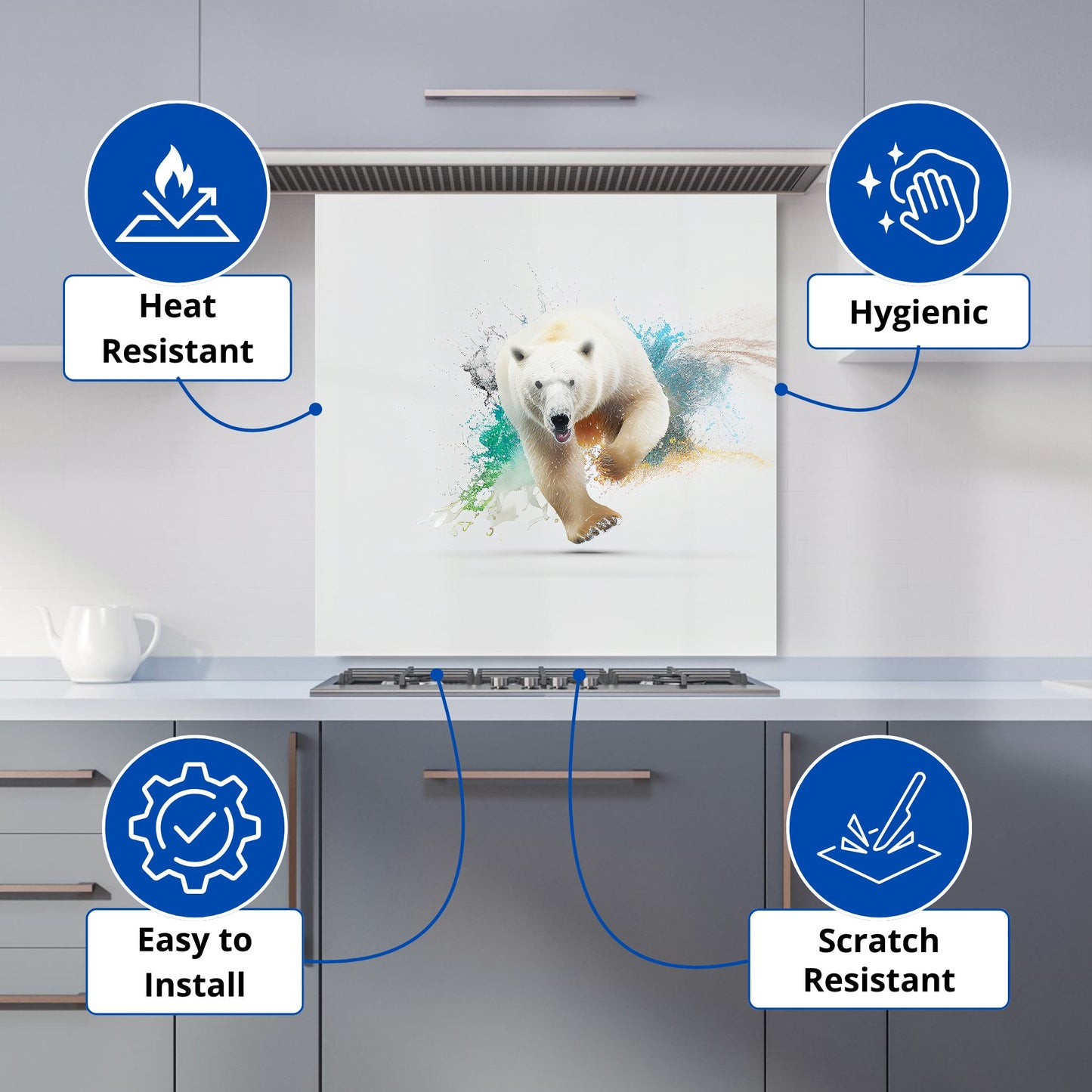 Charging Polar Bear Kitchen Splashback