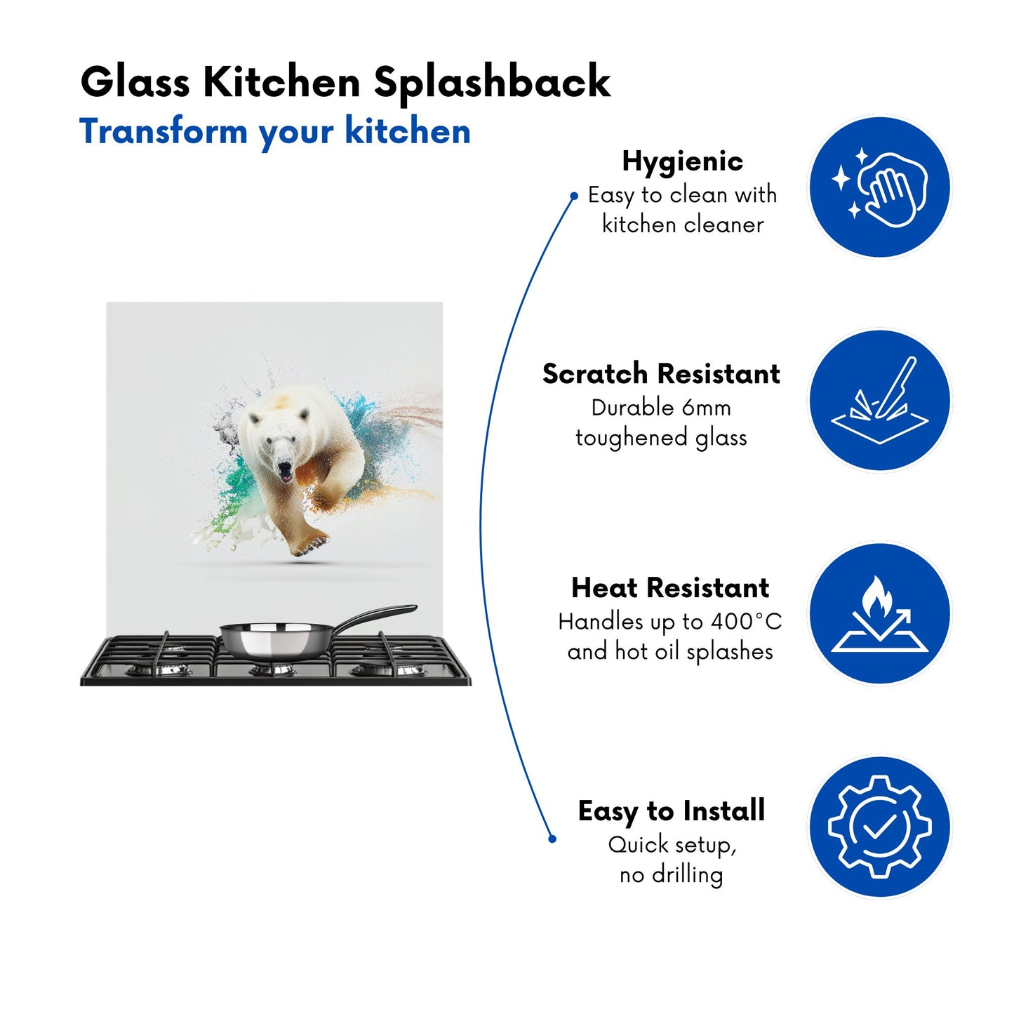 Charging Polar Bear Kitchen Splashback