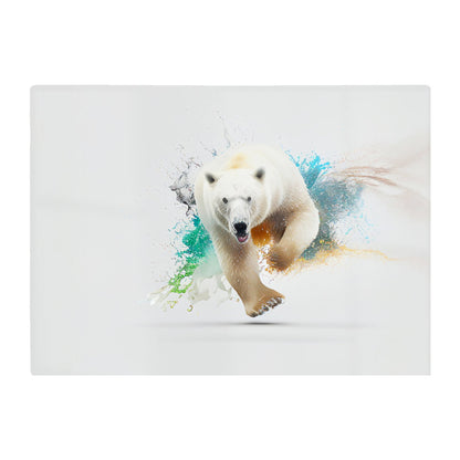 Charging Polar Bear Glass Chopping Board