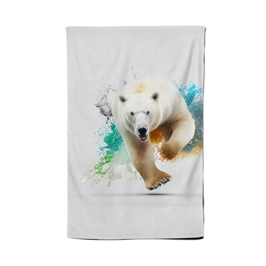 Charging Polar Bear Tea Towel