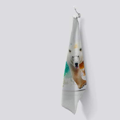 Charging Polar Bear Tea Towel