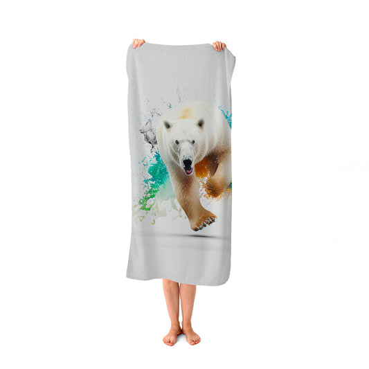 Charging Polar Bear Beach Towel