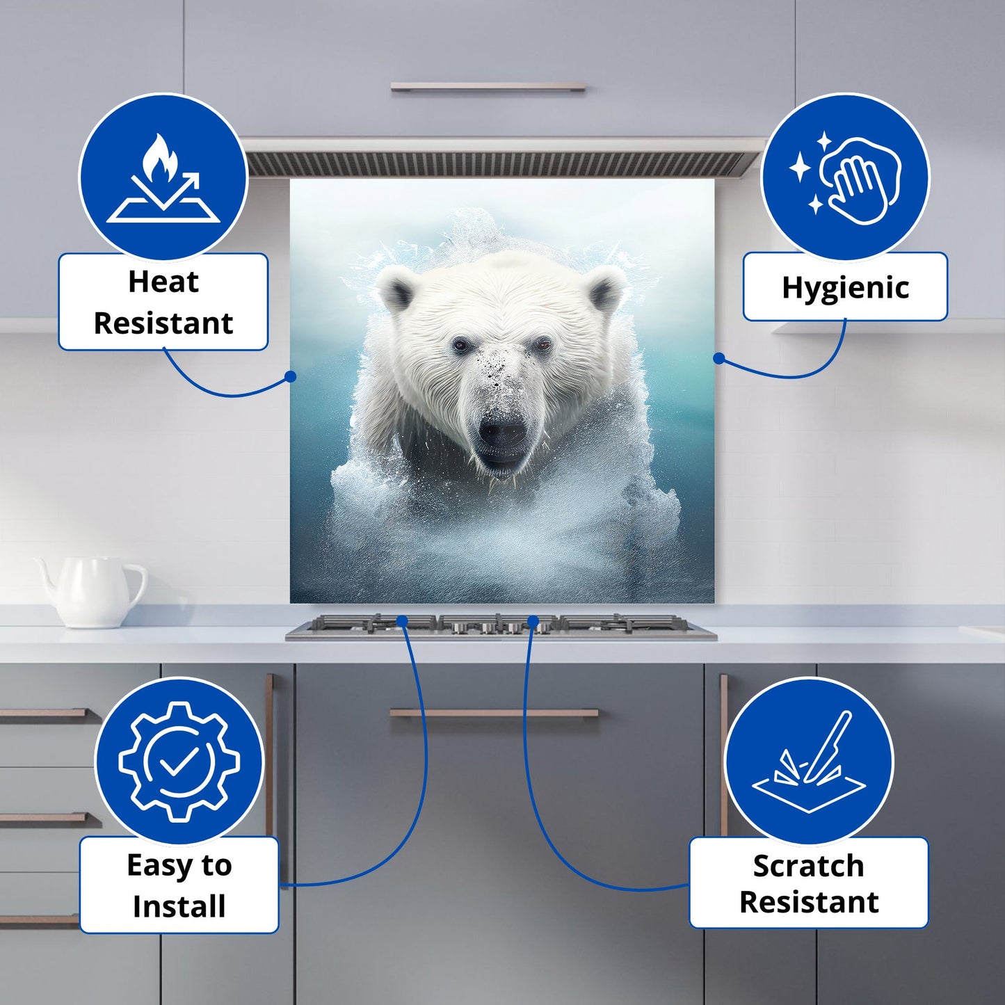 Polar Bear Splashart Kitchen Splashback