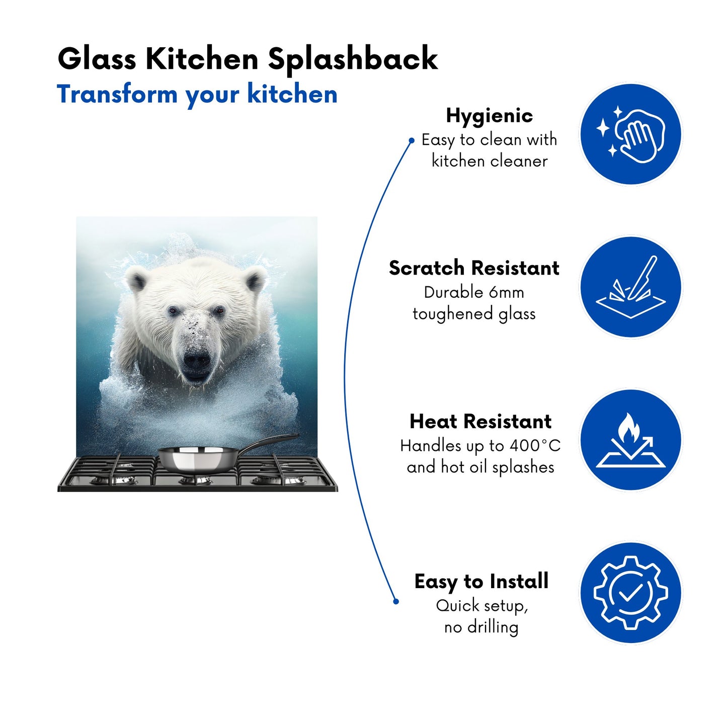 Polar Bear Splashart Kitchen Splashback