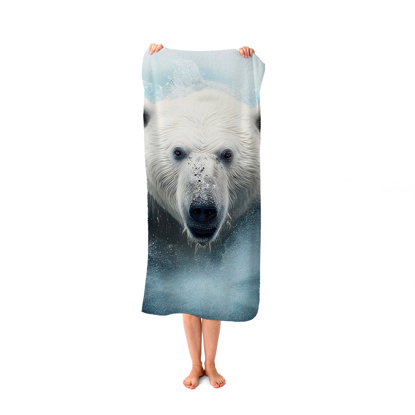 Polar Bear Splashart Beach Towel