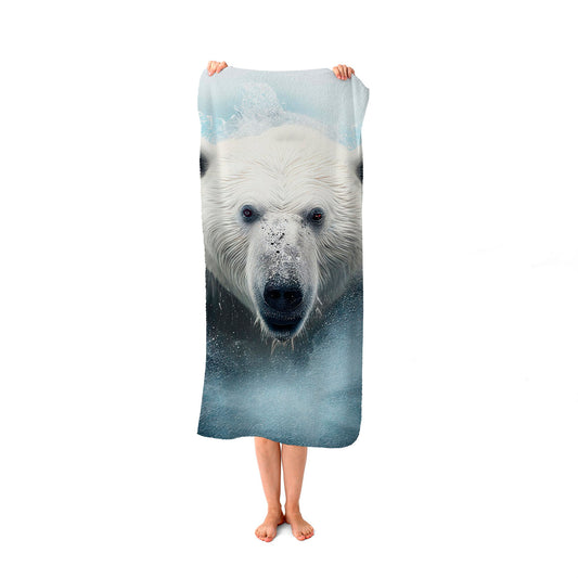 Polar Bear Splashart Beach Towel