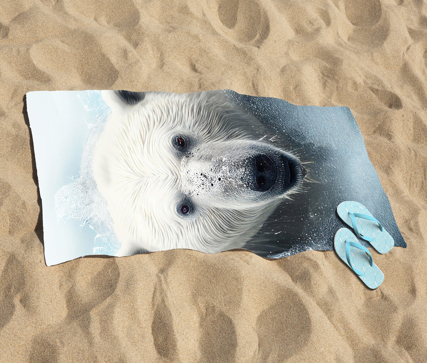 Polar Bear Splashart Beach Towel