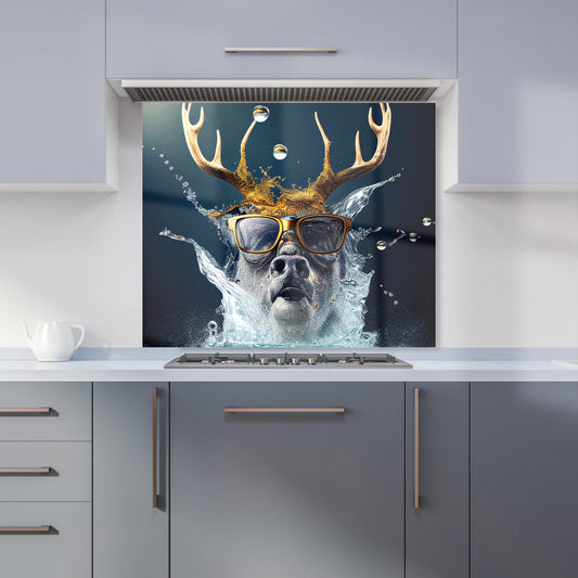Stag With Glasses Splashart Kitchen Splashback