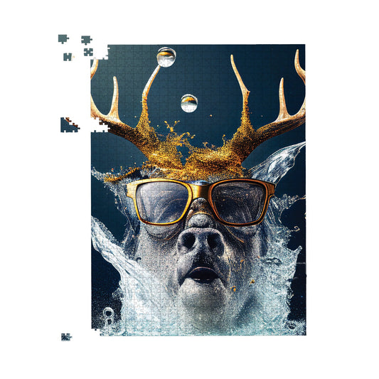 Stag With Glasses Splashart Jigsaw Puzzle