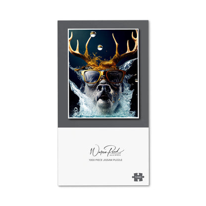 Stag With Glasses Splashart Jigsaw Puzzle