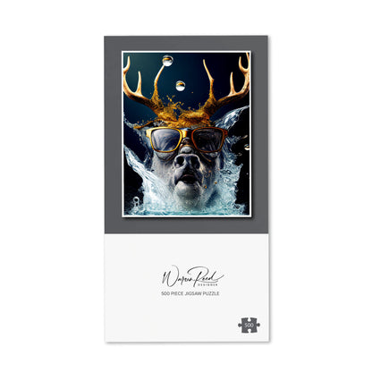 Stag With Glasses Splashart Jigsaw Puzzle