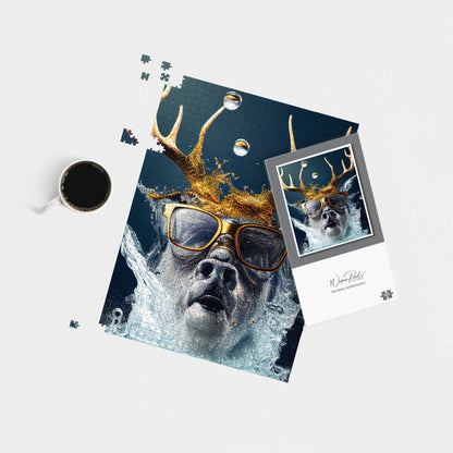 Stag With Glasses Splashart Jigsaw Puzzle