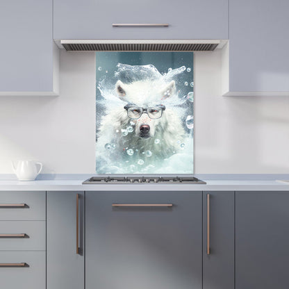 White Wolf With Glasses Splashart Kitchen Splashback