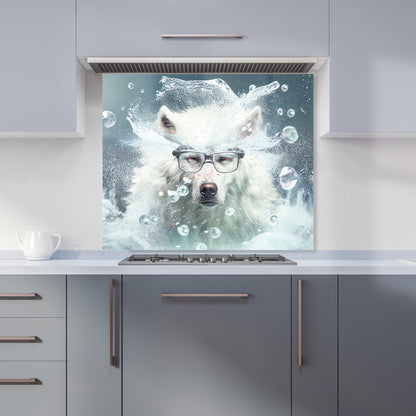White Wolf With Glasses Splashart Kitchen Splashback