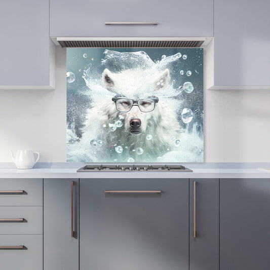 White Wolf With Glasses Splashart Kitchen Splashback