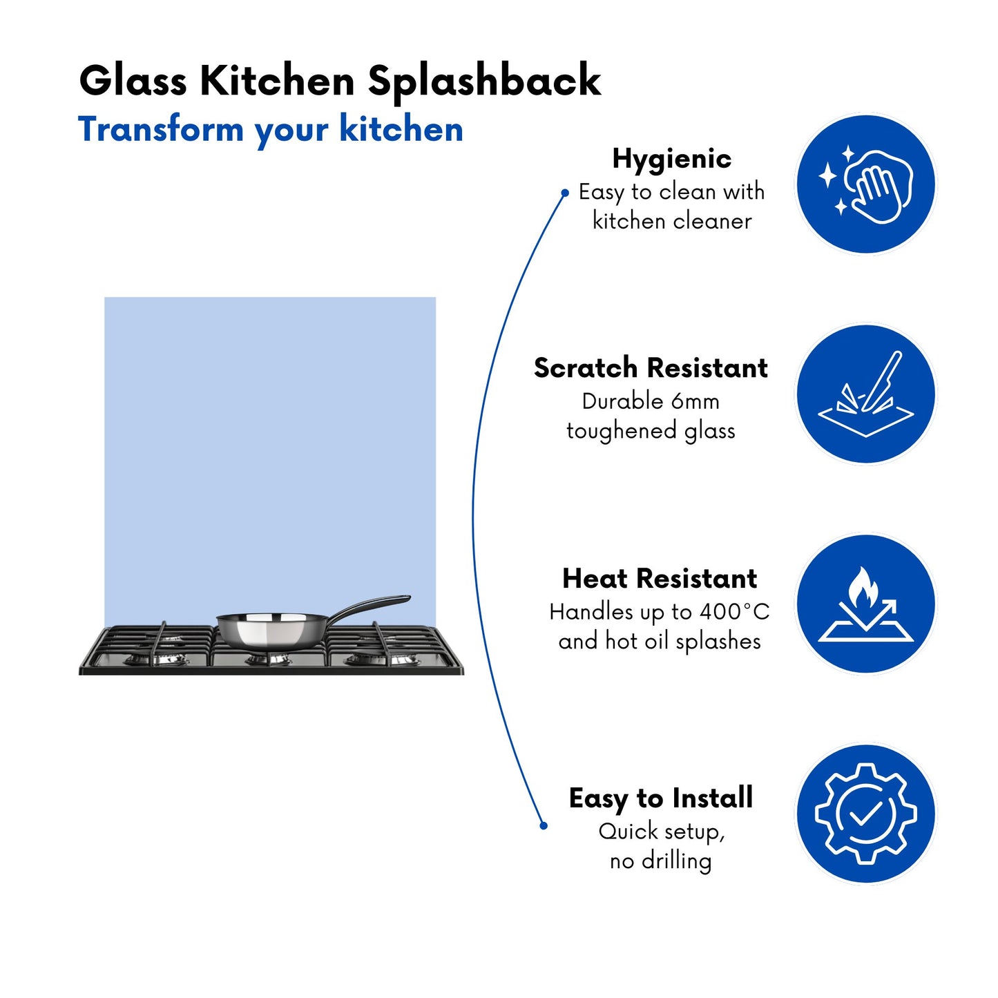 Pale Cornflour Blue Kitchen Splashback
