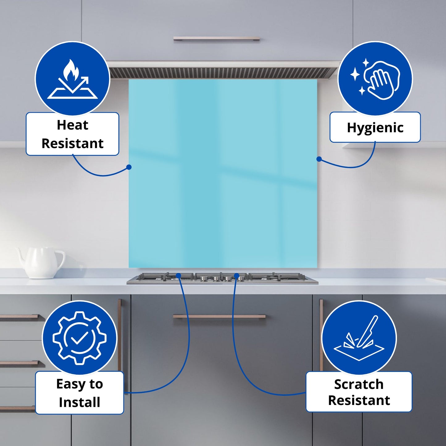 Sky Blue Kitchen Splashback