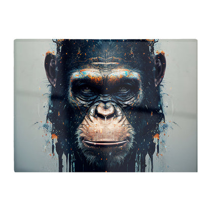 Gorilla Face Splashart Glass Chopping Board