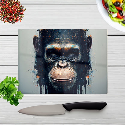 Gorilla Face Splashart Glass Chopping Board