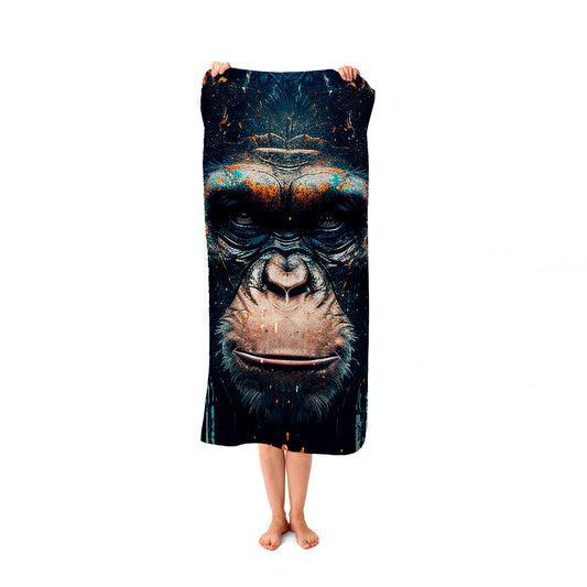 Gorilla Face Splashart Beach Towel