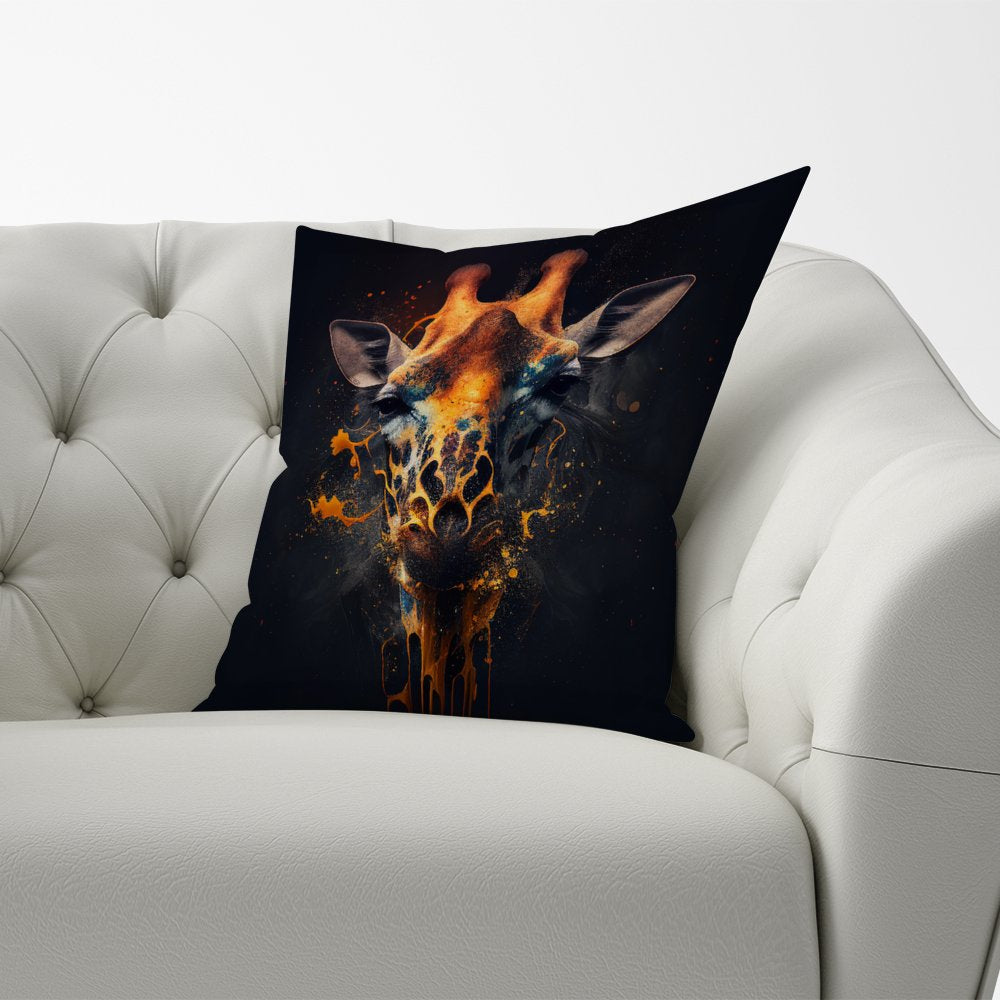 Golden Giraffe Face Splashart Cushions