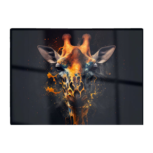 Golden Giraffe Face Splashart Glass Chopping Board