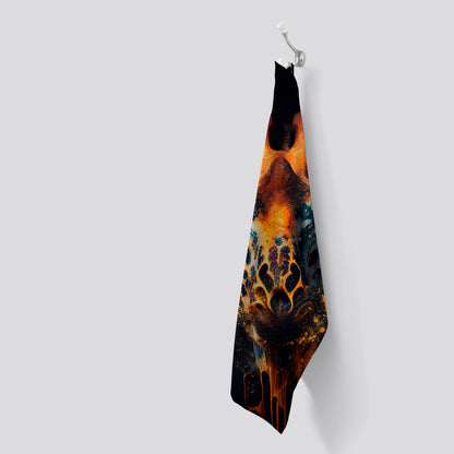 Golden Giraffe Face Splashart Tea Towel