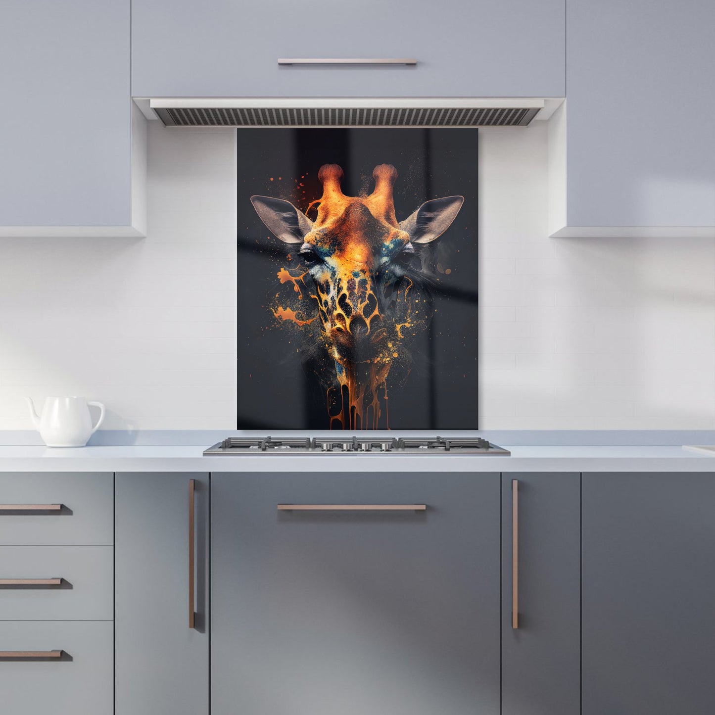 Golden Giraffe Face Splashart Kitchen Splashback