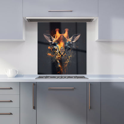 Golden Giraffe Face Splashart Kitchen Splashback