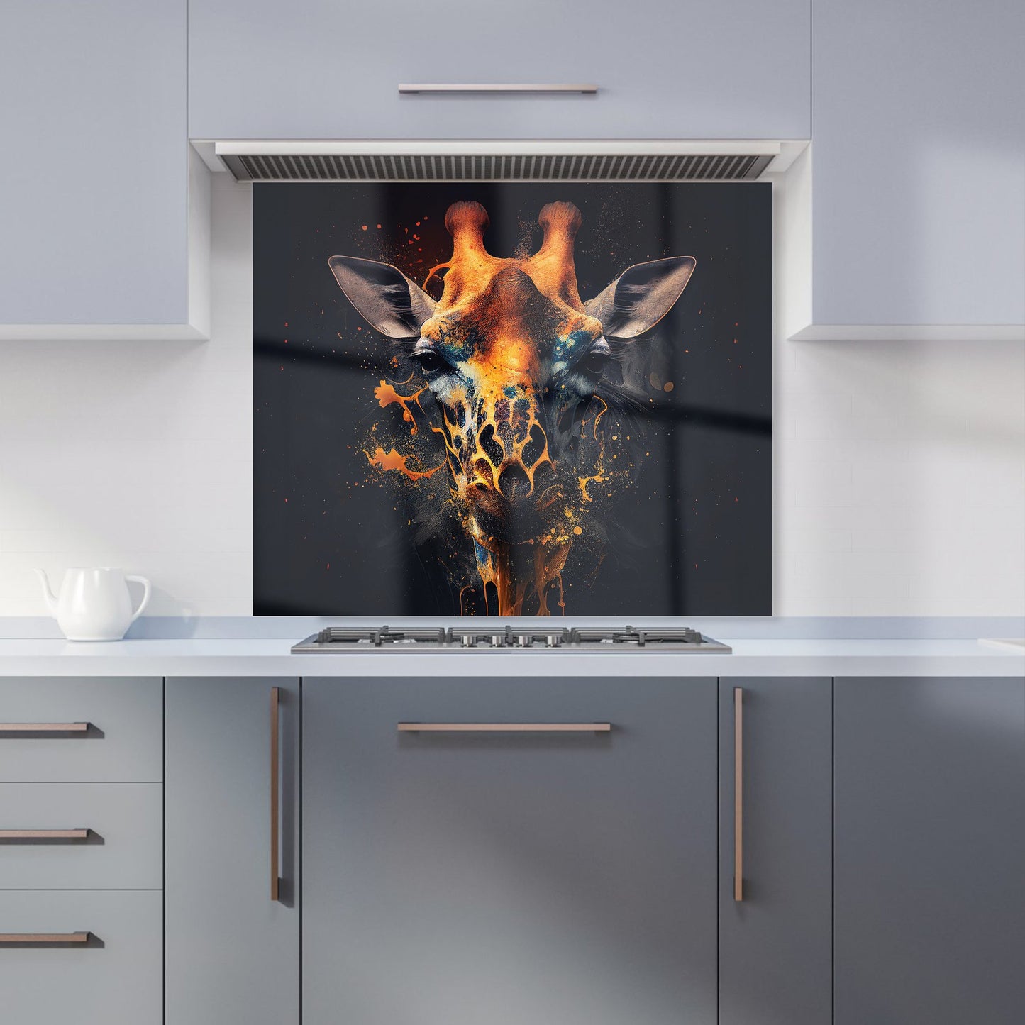 Golden Giraffe Face Splashart Kitchen Splashback