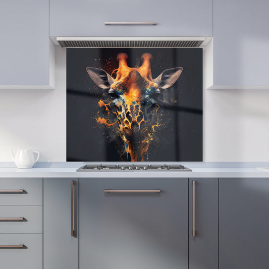 Golden Giraffe Face Splashart Kitchen Splashback