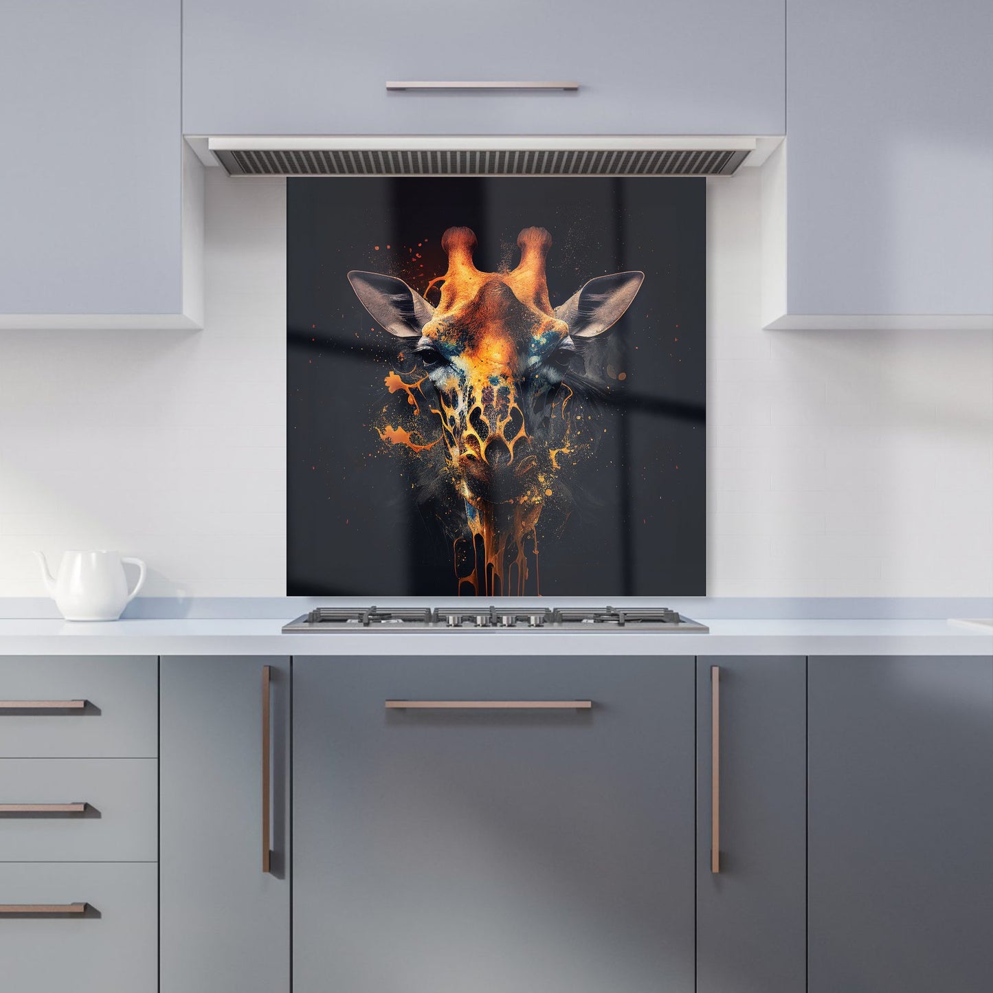 Golden Giraffe Face Splashart Kitchen Splashback