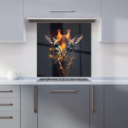 Golden Giraffe Face Splashart Kitchen Splashback