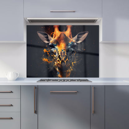 Golden Giraffe Face Splashart Kitchen Splashback