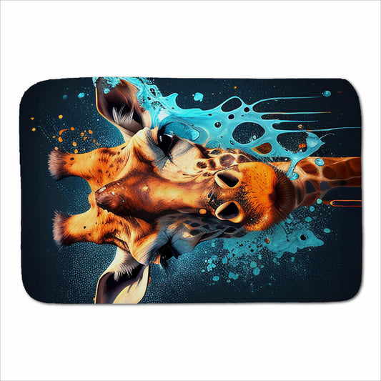 Blue Giraffe Face Splashart Sherpa Blanket
