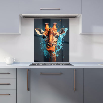 Blue Giraffe Face Splashart Kitchen Splashback