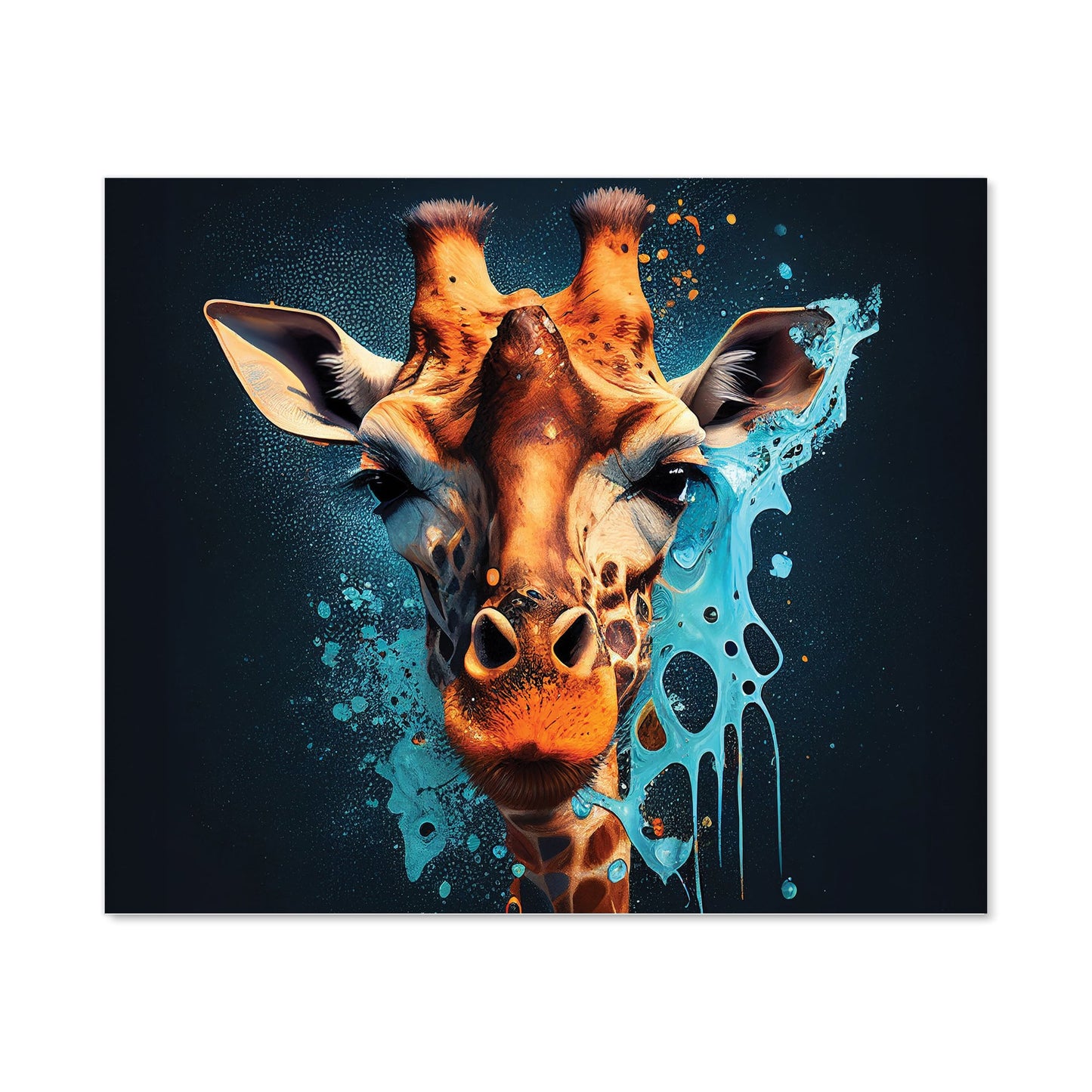 Blue Giraffe Face Splashart Kitchen Splashback