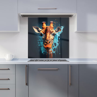Blue Giraffe Face Splashart Kitchen Splashback