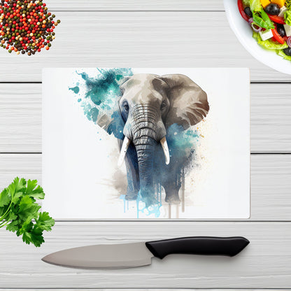 Majestic Elephant Splashart Glass Chopping Board