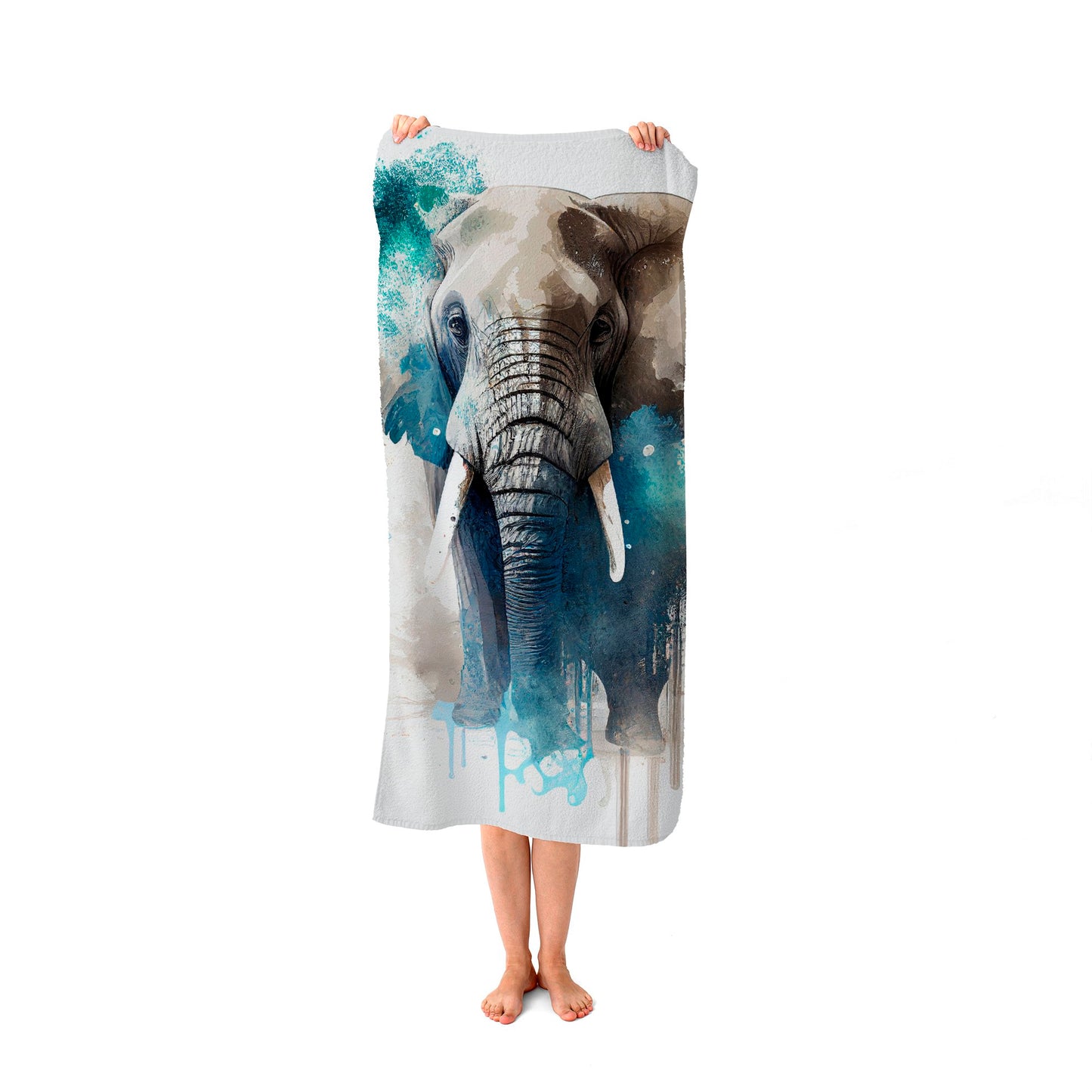 Majestic Elephant Splashart Beach Towel