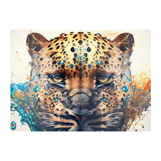 Leapoard Face Splashart Light Background Glass Chopping Board