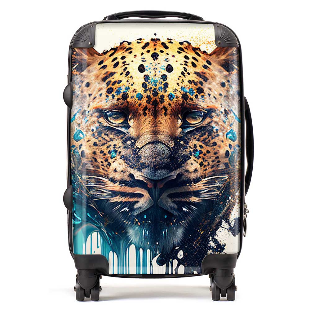 Leapoard Face Splashart On Light Background Suitcase