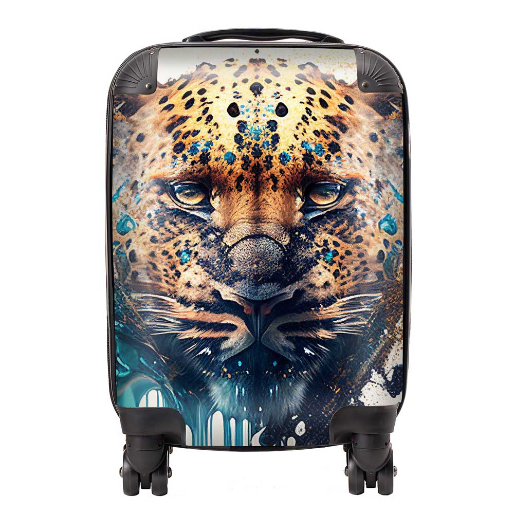 Leapoard Face Splashart On Light Background Suitcase