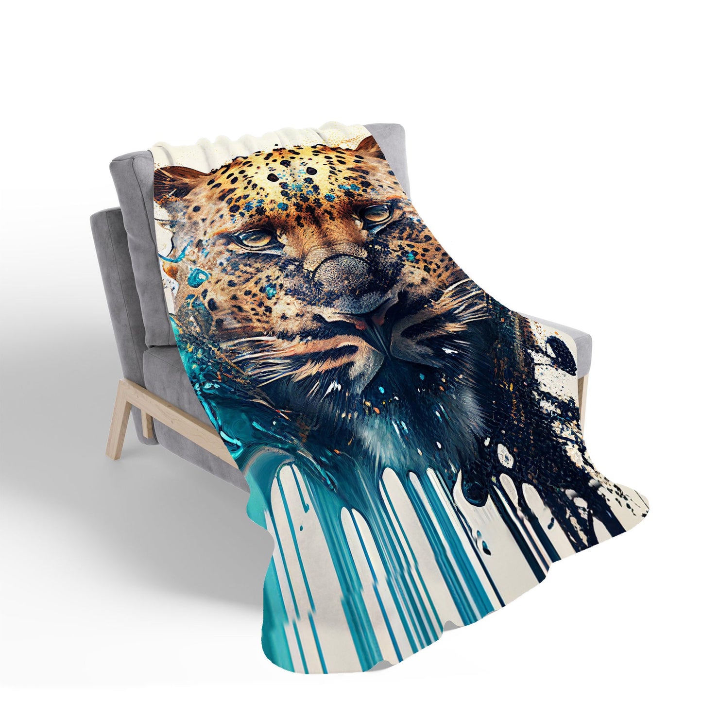 Leapoard Face Splashart, Light Background Sherpa Blanket