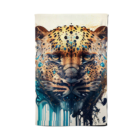 Leapoard Face Splashart On Light Background Tea Towel